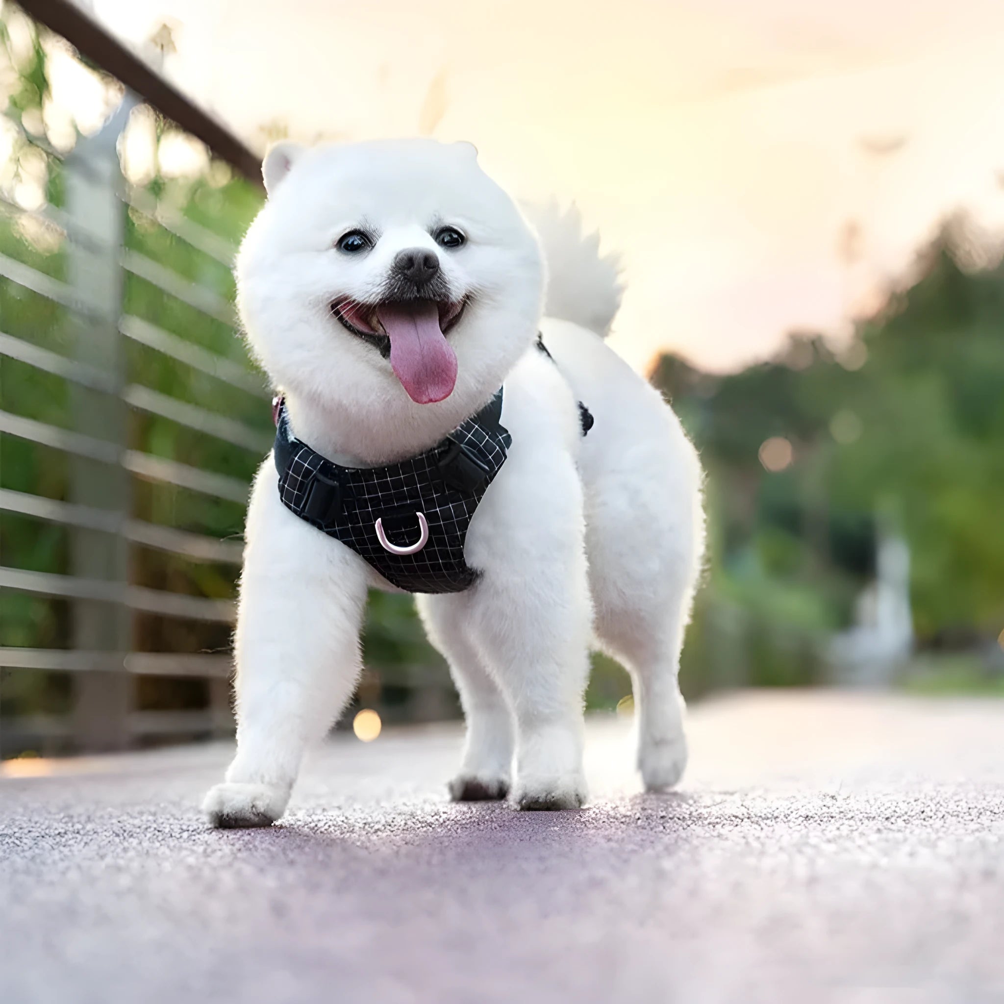 LED dog harness with chest strap in nylon material shown in multiple colour options