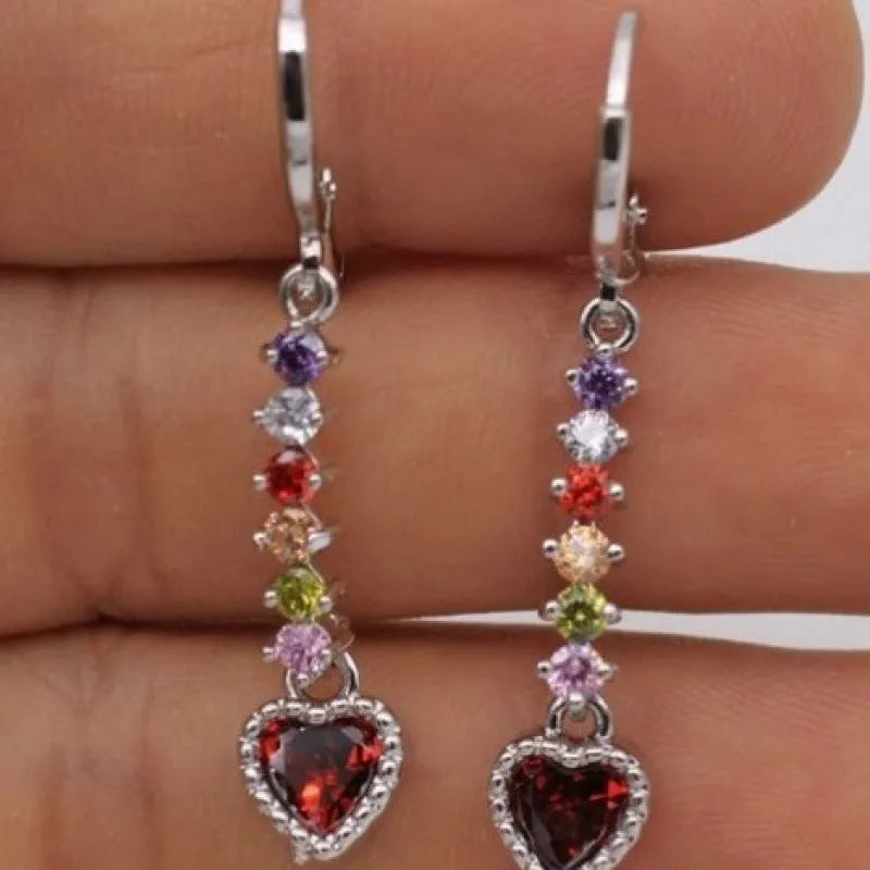 Women's heart-shaped fashion earrings in gold or silver electroplated finish