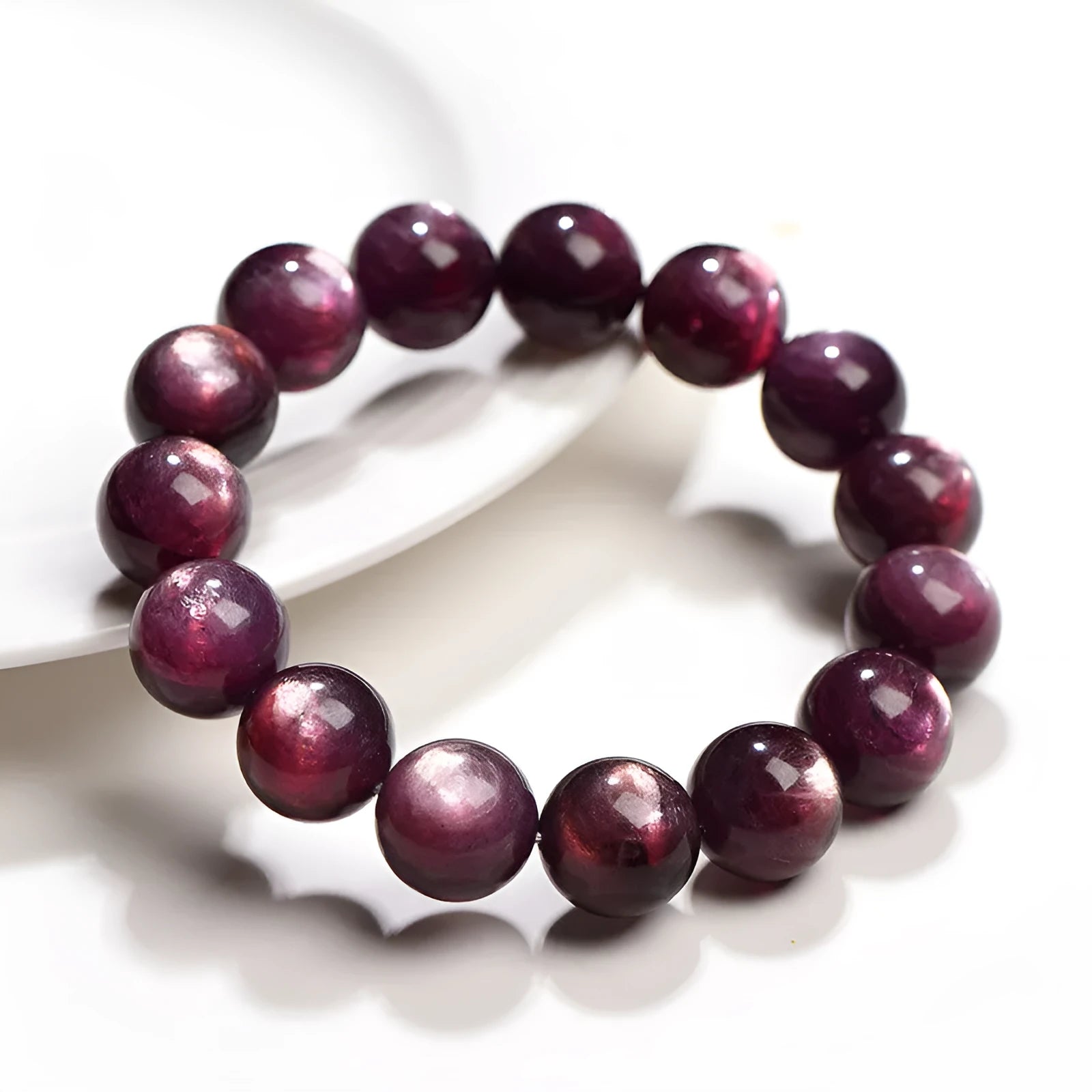 Natural purple lepidolite crystal bracelet with polished round beads in various size options