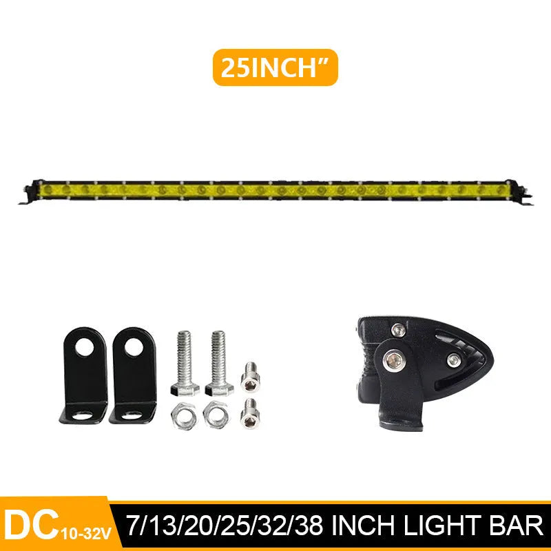 25-inch single row aluminium LED light bar for cars with mounting brackets