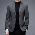 Men's solid colour thick woolen casual winter jacket with loose fit and long sleeves