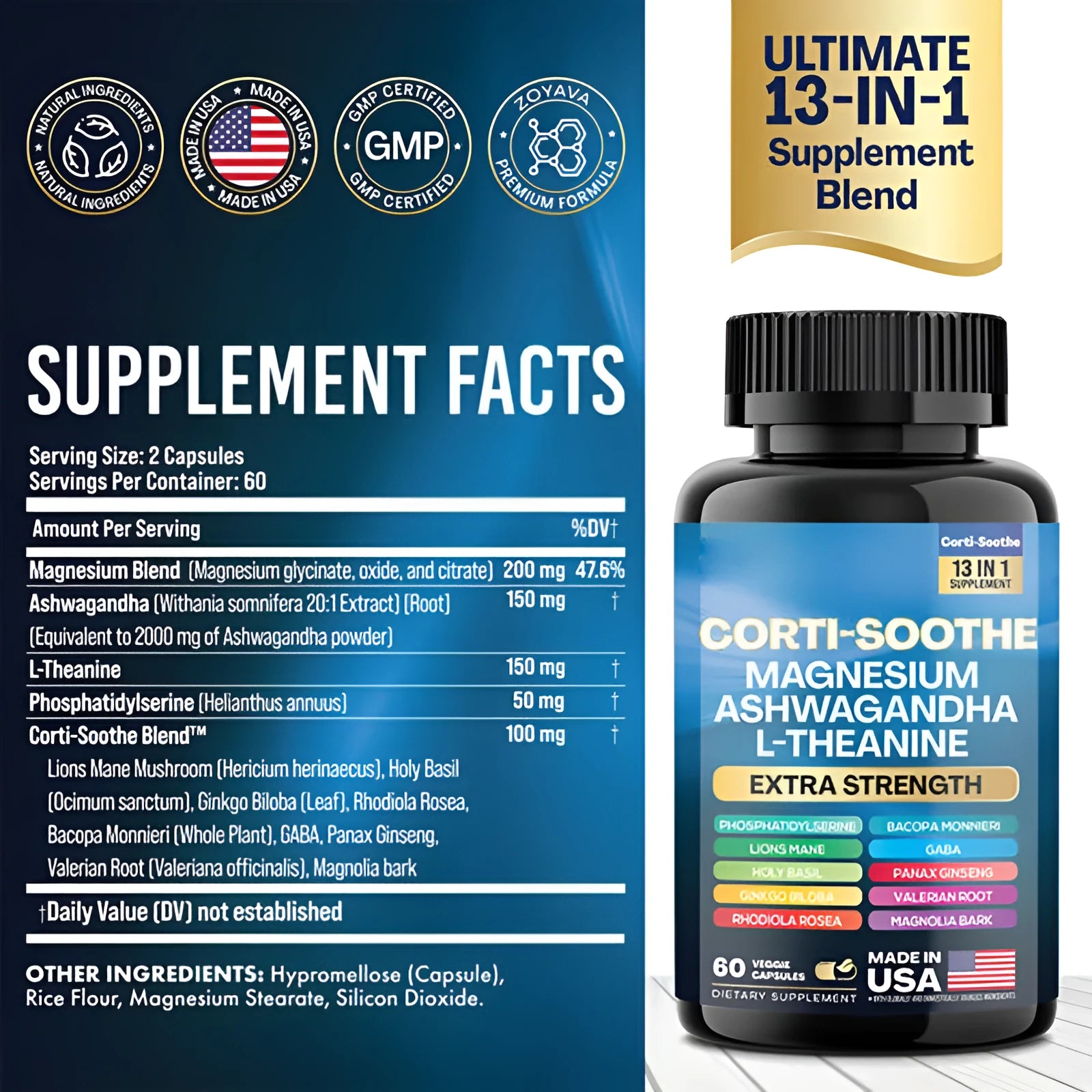 Bottle of South African Drunken Eggplant magnesium capsules containing 60 vegetarian-friendly capsules