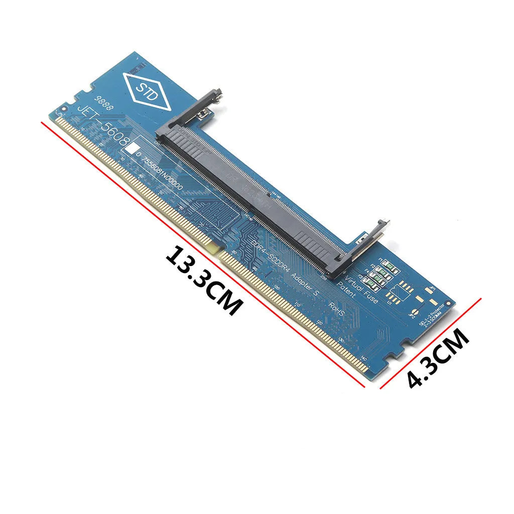 DDR4 laptop to desktop memory adapter card with included memory stick on anti-static bag