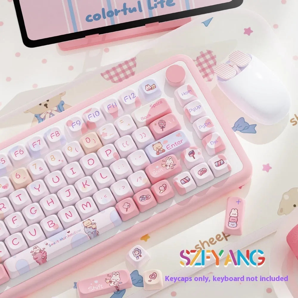 Sweet cotton candy mechanical keyboard keycap set with 112 or 120 key options
