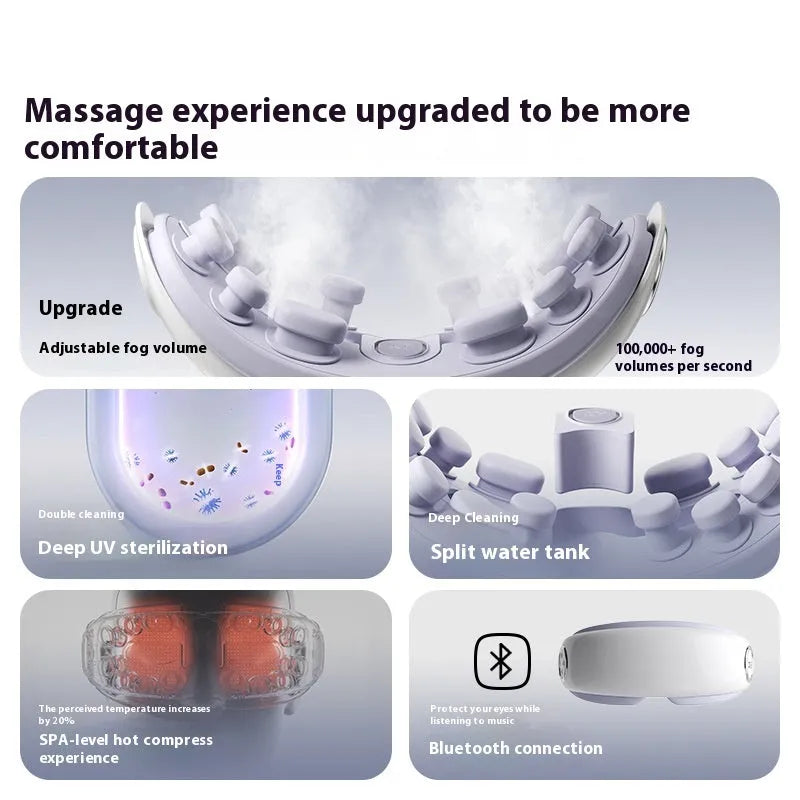 Bluetooth smart eye moisturising instrument for hot compress and massage in purplish grey