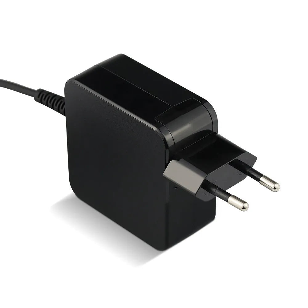 Black 45W laptop power adapter with DC connector and charging cable, dimensions 99.3mm x 36.5mm x 61.8mm