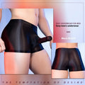 Men's boxers with elephant nose print in red nylon fabric showing mid-waist fit