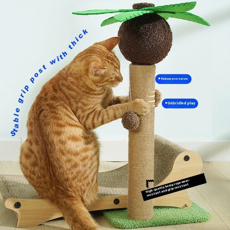 Wooden beach chair design cat furniture with integrated scratch board and climbing frame