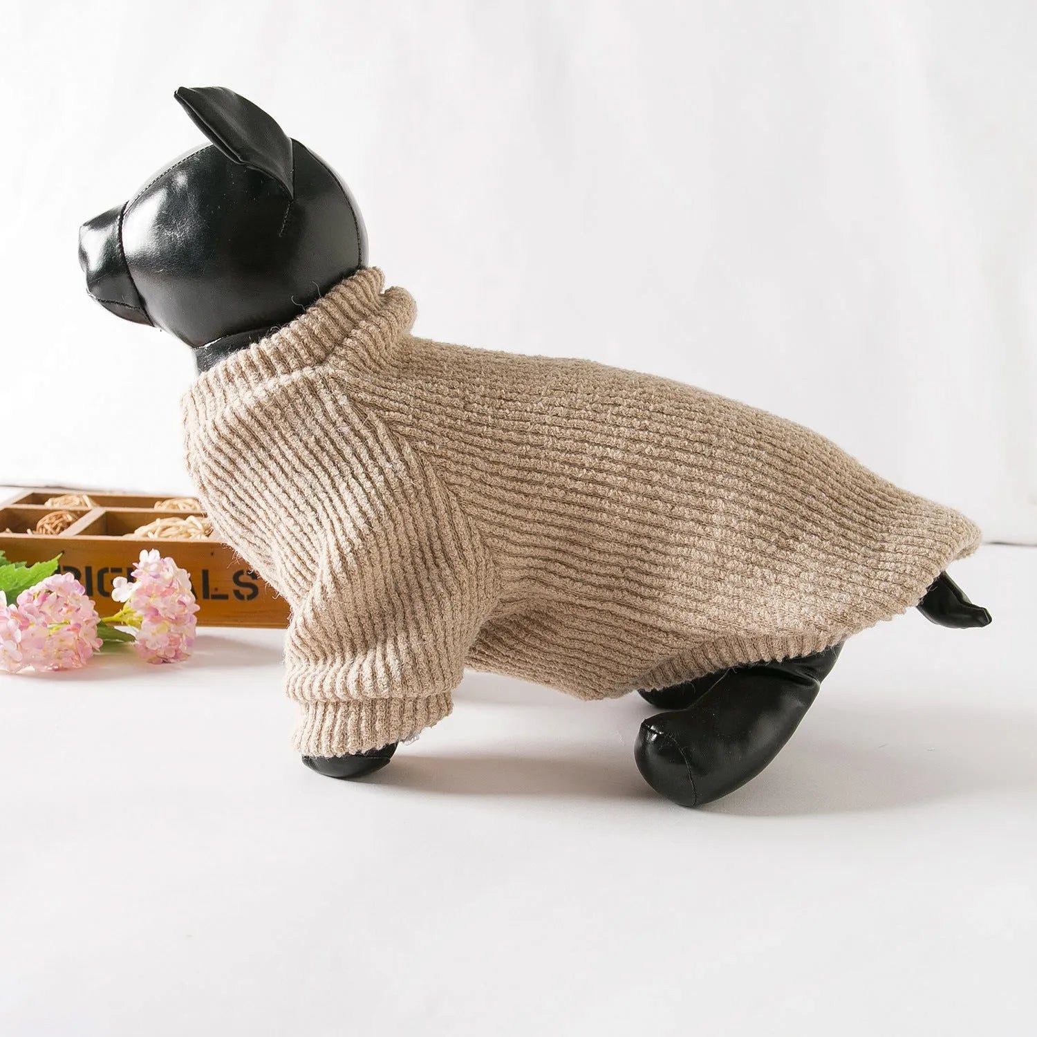 Brown cloth sweater pullover for small dog breeds like Bichon and Pomeranian