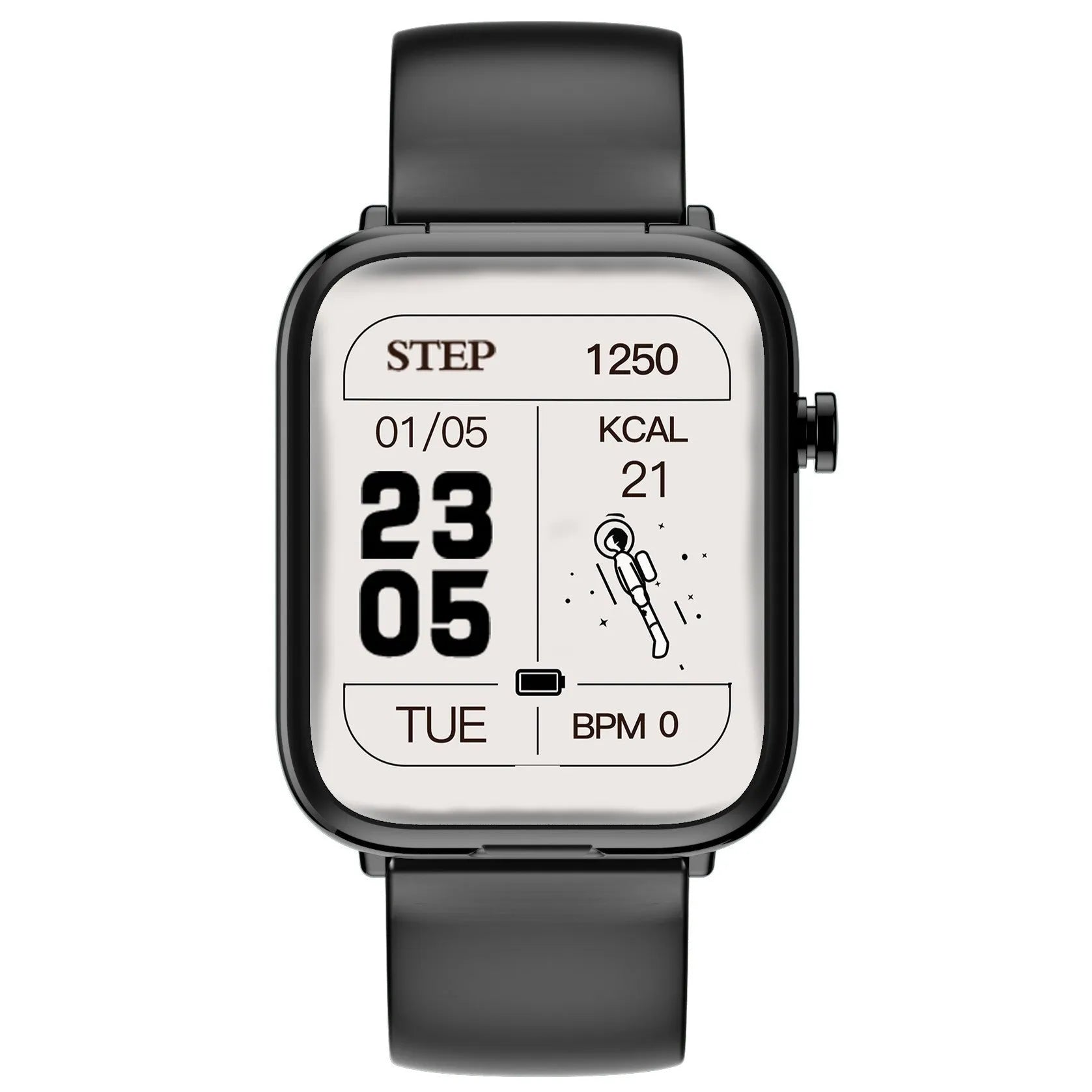 Black smart watch with touch screen and integrated Bluetooth headset on wrist