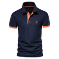 Men's slim fit grey T-shirt with a detailed deer embroidery design on the chest.