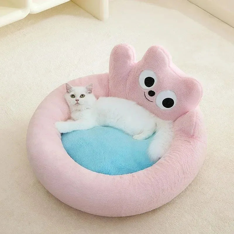 Warm cat nest bed cushion in pink or yellow, sizes L and M, for cats and puppies