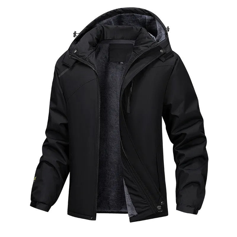Men's plus size loose fit hooded winter coat in Army Green colour