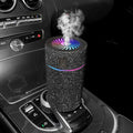 Car mounted air purifier and humidifier unit with diamond finish and LED lighting in seven colour options
