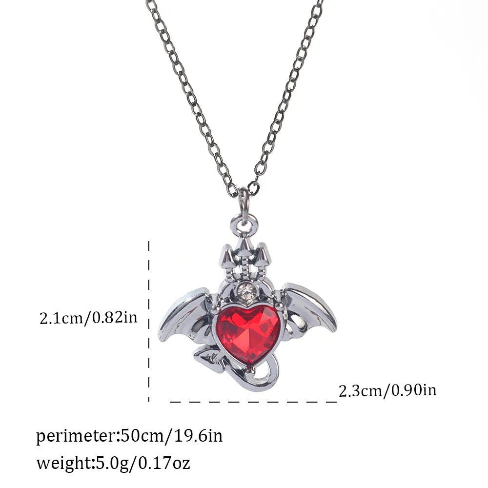 Dark style zinc alloy Halloween necklace with a spider or bat pendant on a regular chain.