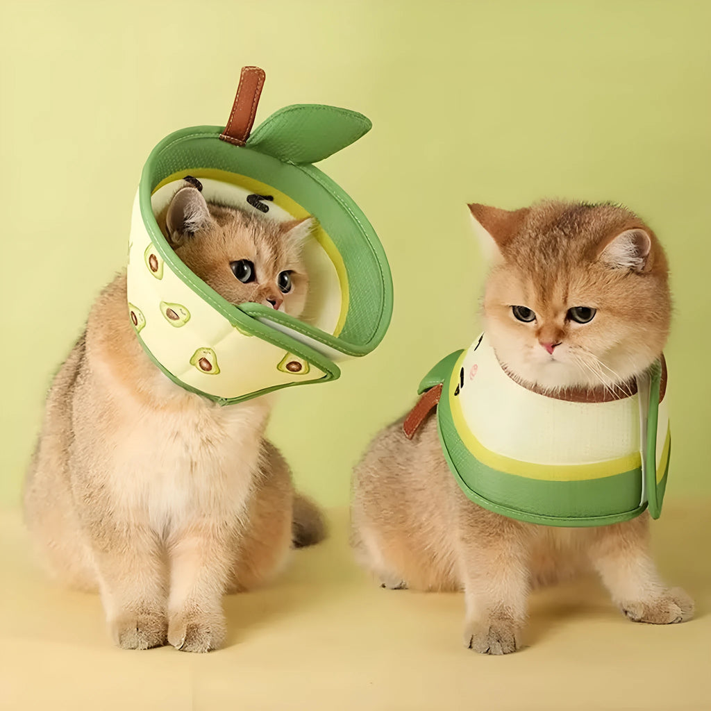 Soft EPE fabric cat recovery collar with adjustable strap and folding edges