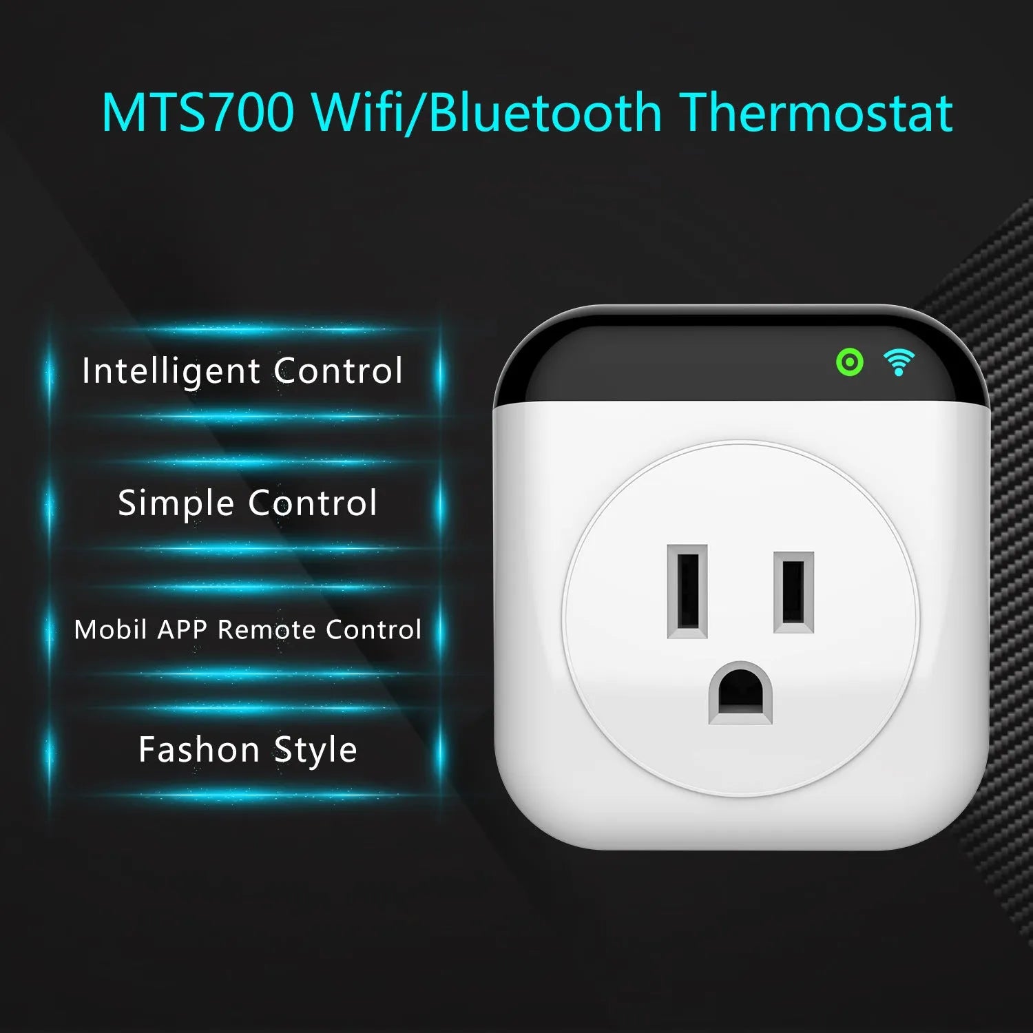 White Tuya smart temperature control socket with three-pin US outlet and temperature sensor probe