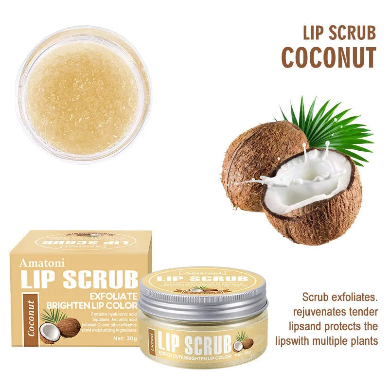 Amatoni Lip Scrub Cream 30g pot in coconut raspberry vanilla watermelon flavours