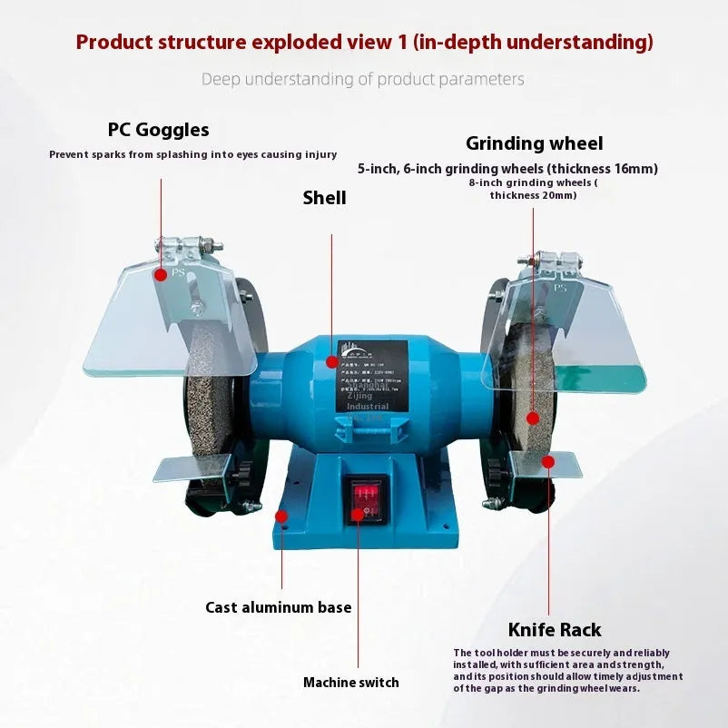 Mini desktop polishing machine with 5-inch grinding disc for knife sharpening