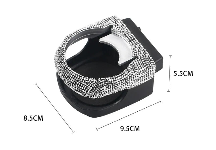 Rhinestone decorated car air vent cup holder in various diamond colours