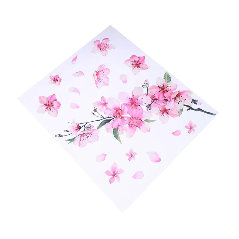 Pink cherry blossom car sticker on vehicle surface showing two size options for customisation