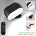 White modern magnetic wall lamp with remote control showing nine colour lighting options