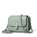 Soft PU women's cross-body chain shoulder bag in horizontal square shape with organised compartments