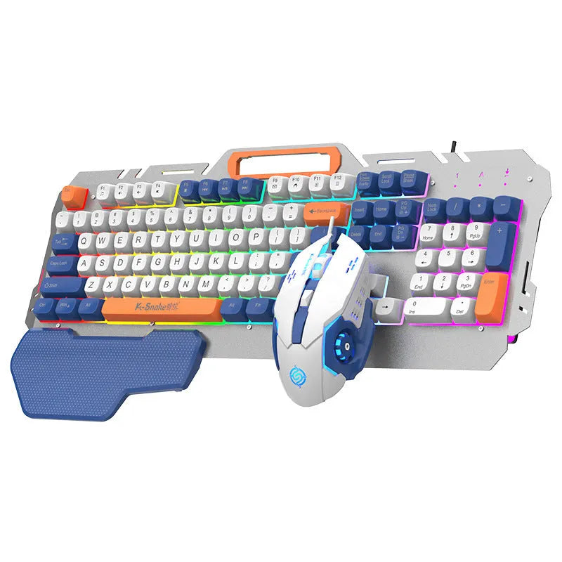 Blue and grey gaming keyboard and mouse combo with backlit keys and 1.5m USB cable
