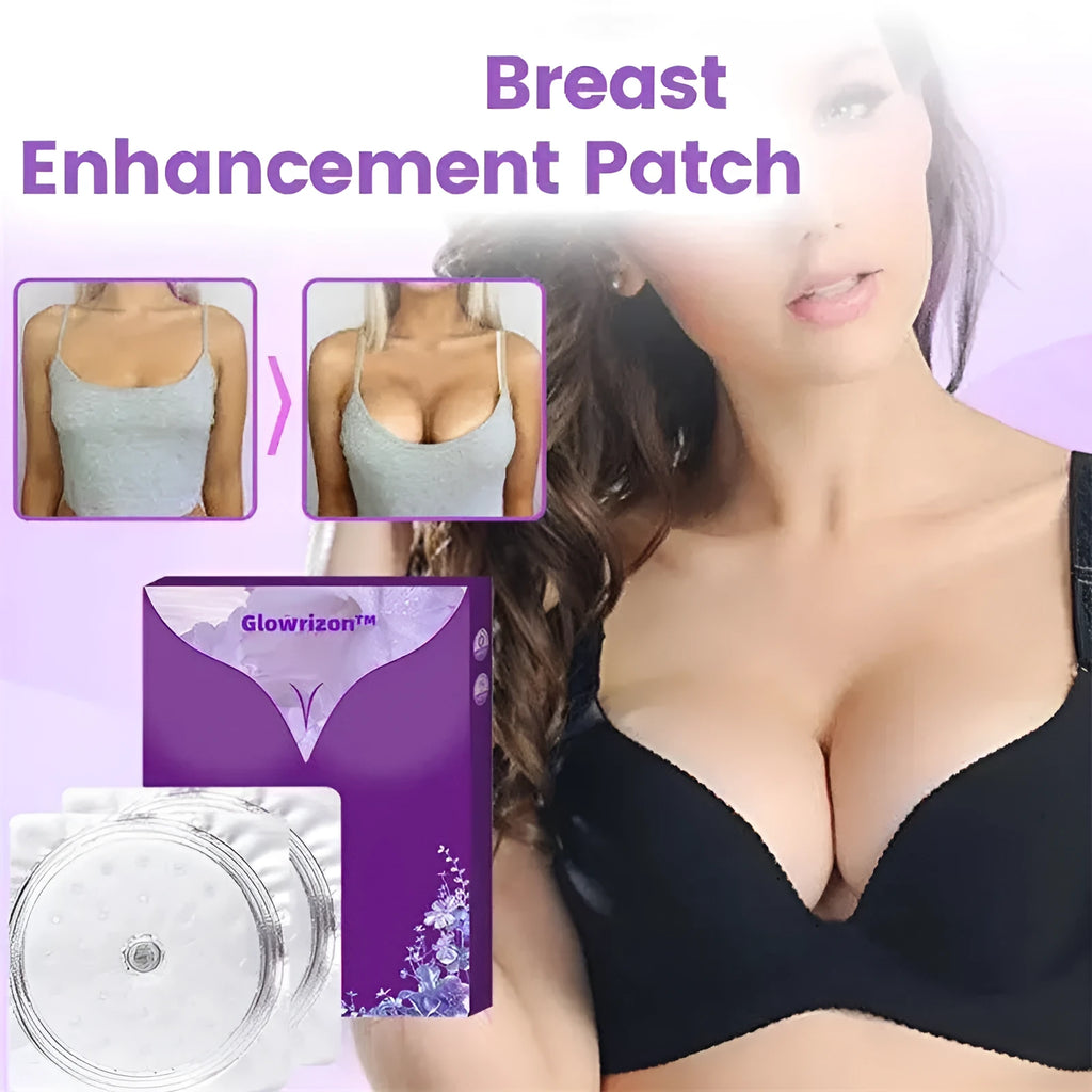 Breast enhancement mask showing adhesive chest patches for contour support and skin lifting