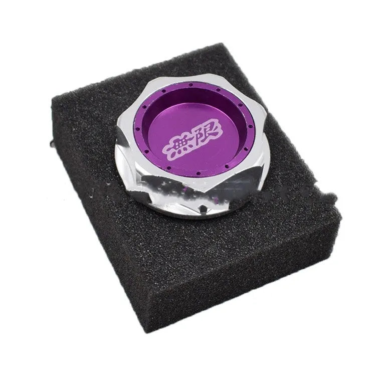 Aluminium alloy oil filter cap for Honda cars in red, blue, silver, black, purple, and gold colours.