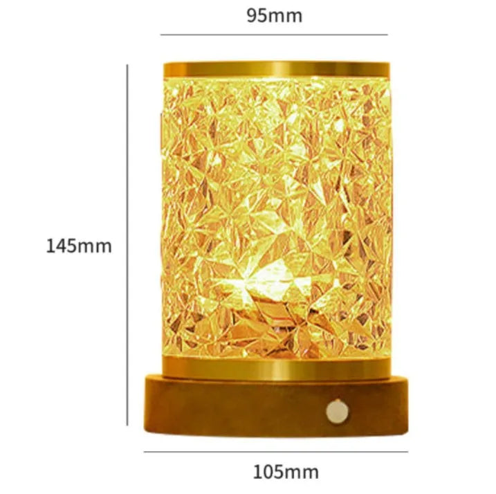 Rotating water ripple night light with acrylic body and solid wood base projecting colourful light patterns