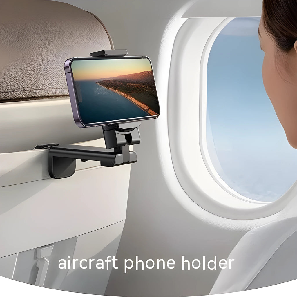 Universal foldable rotating phone holder in black colour showing adjustable viewing angles