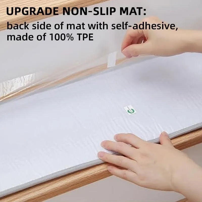 Japanese-style camel-coloured stair mat with polyester fibre construction measuring 20cm by 76cm