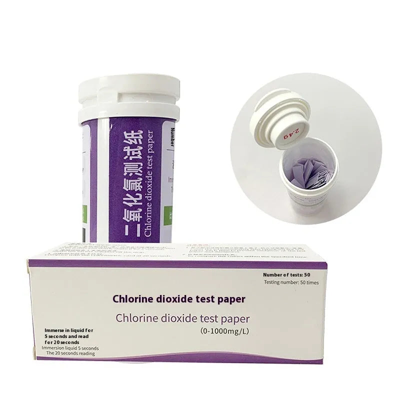 Chlorine dioxide test paper bottle with 50 pieces for 0-1000mg/L wastewater concentration detection