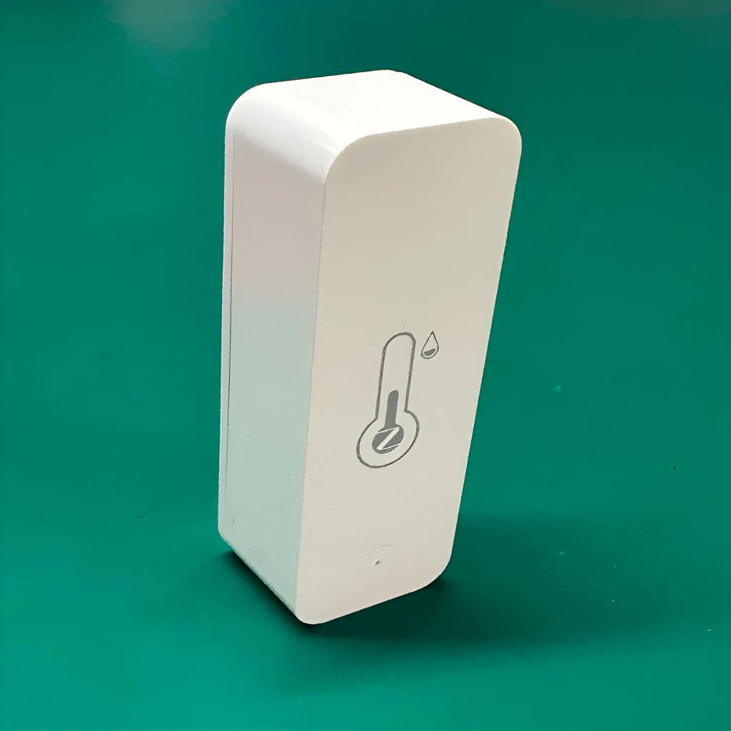 Compact white ABS temperature and humidity sensor with WiFi connectivity for wireless environmental monitoring