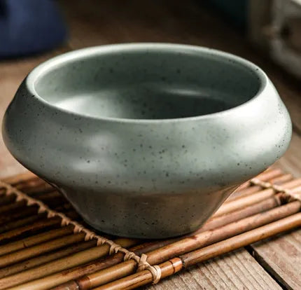 Japanese ceramic tall soup bowl with underglaze decoration in stone conch bowl pattern