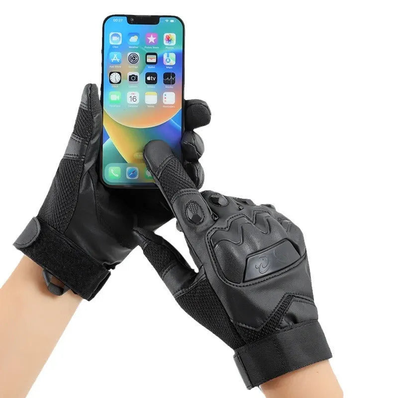 Men's tactical training gloves with touch screen fingertips in black, green or yellow colours