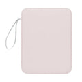 Black leather-look tablet protective case with a top carry handle, shown closed.