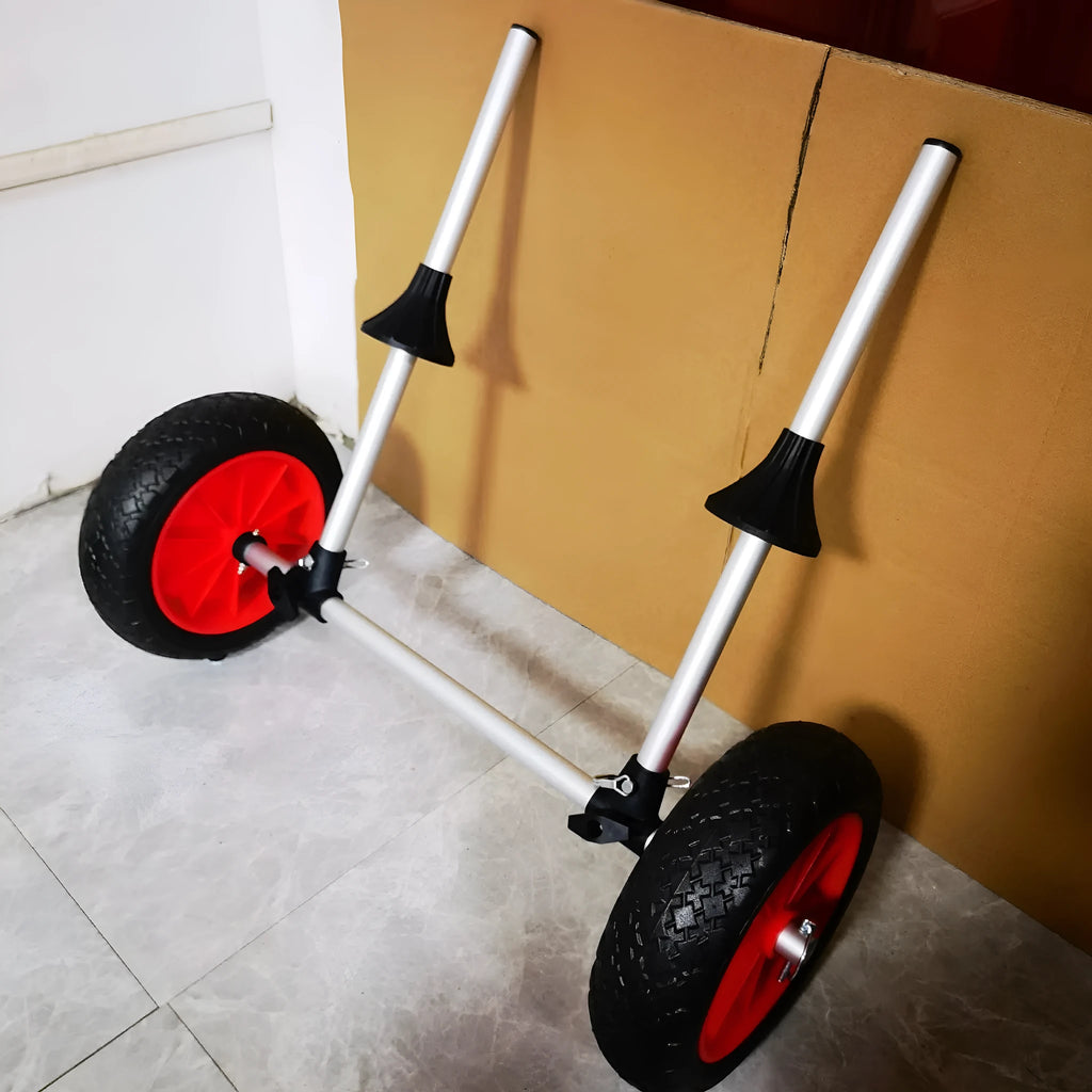 Foldable aluminium kayak beach cart with upright platform and wheels
