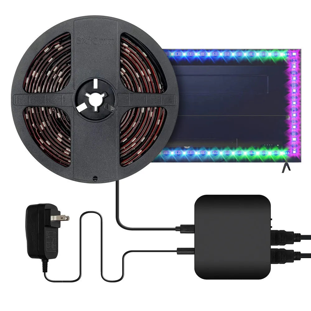 Smart TV backlight strip with intelligent control for 40-80 inch televisions in waterproof plastic housing