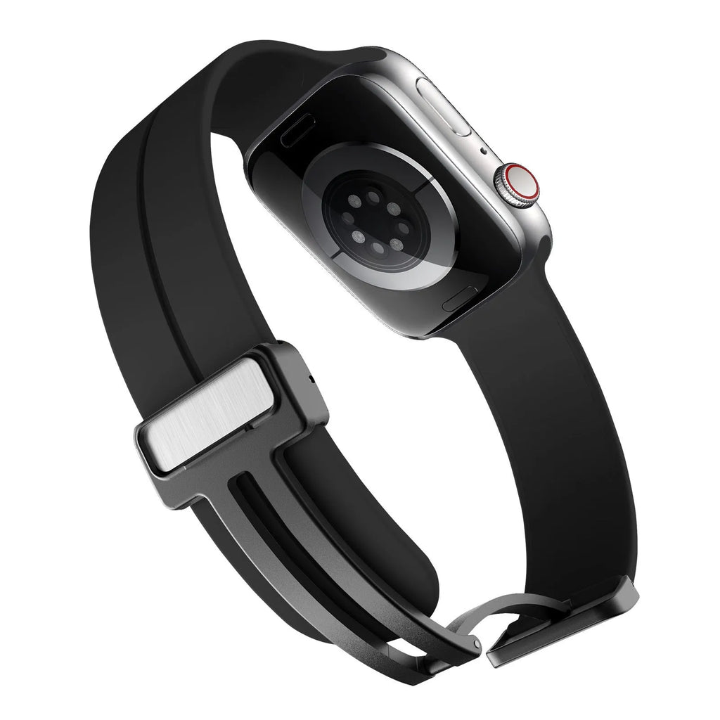 Silicone magnetic band for Apple Watch in black, size 42mm
