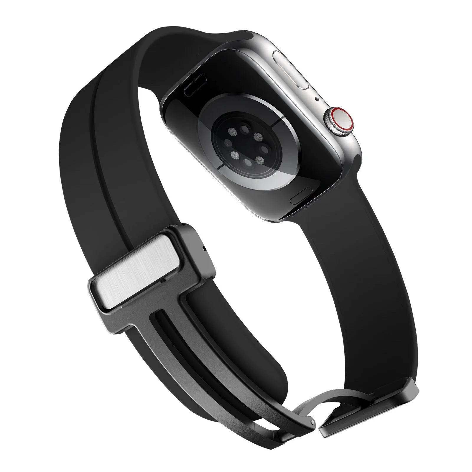 Silicone magnetic band for Apple Watch in black, size 42mm