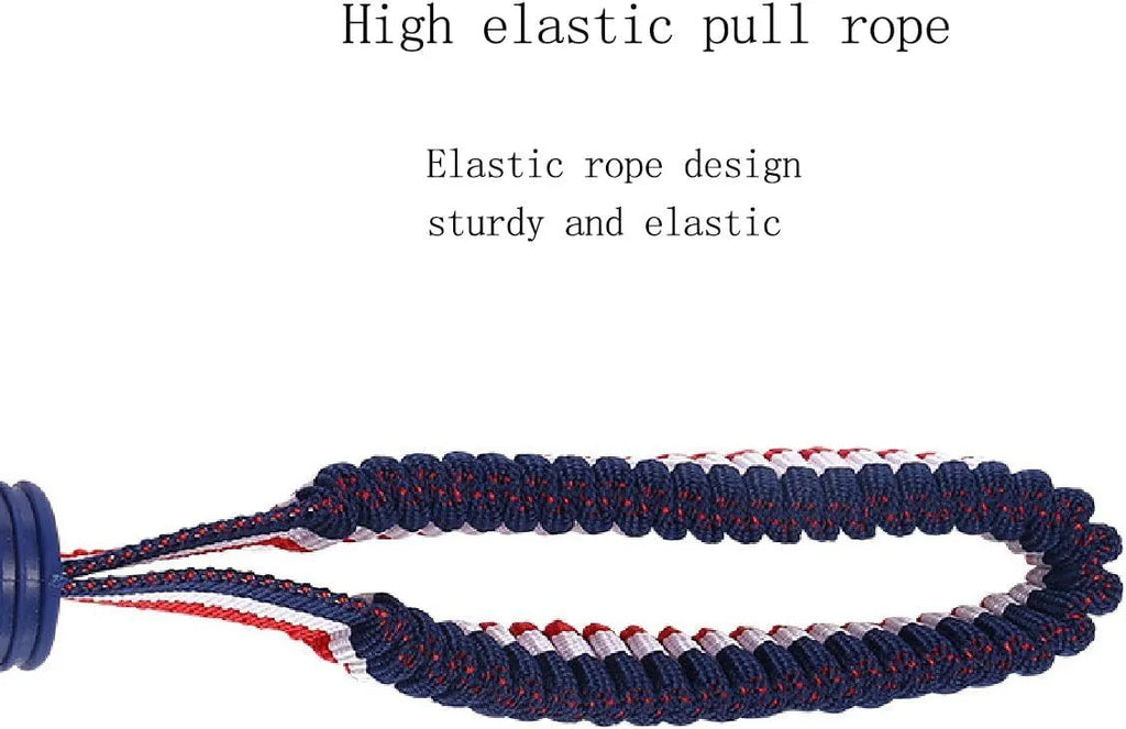 Red rubber dog ball with rope attachment for tug of war and teeth cleaning