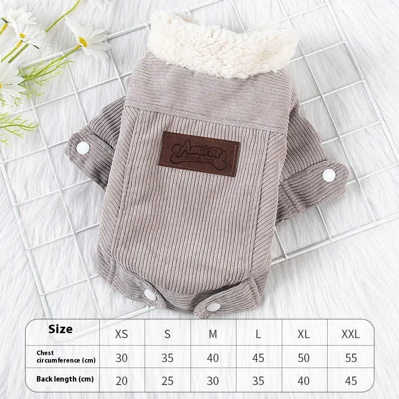 Lambswool grey dog vest with wool lining for autumn and winter warmth