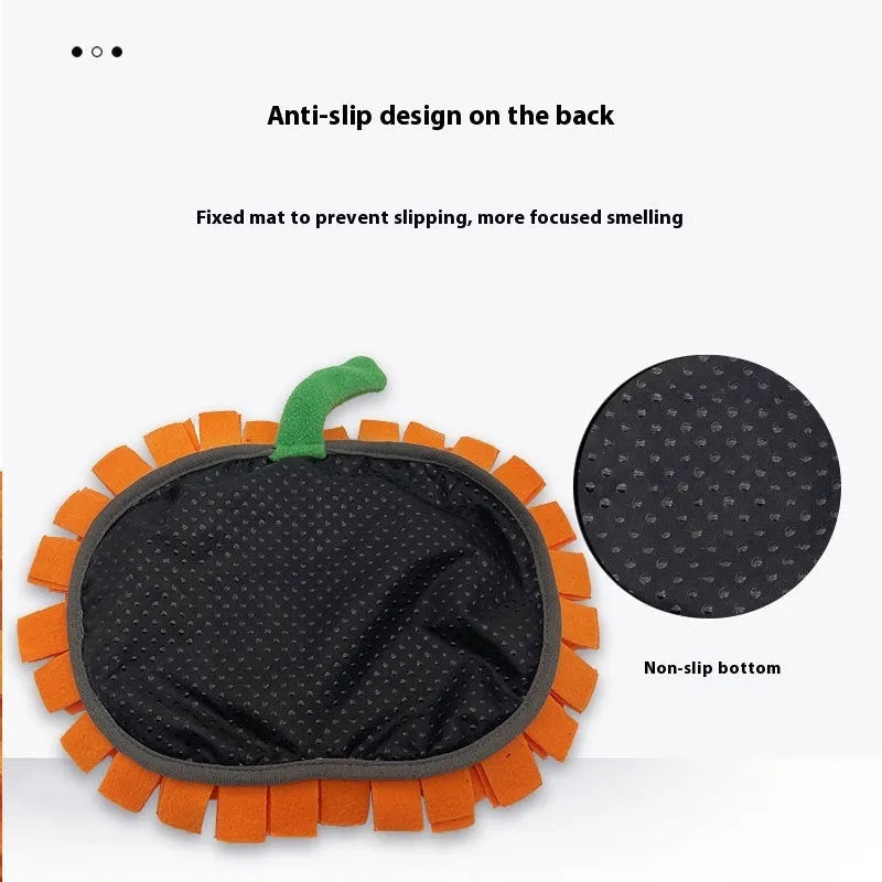 Orange polar fleece pet smell mat measuring 25x34x3cm for dog feeding enrichment