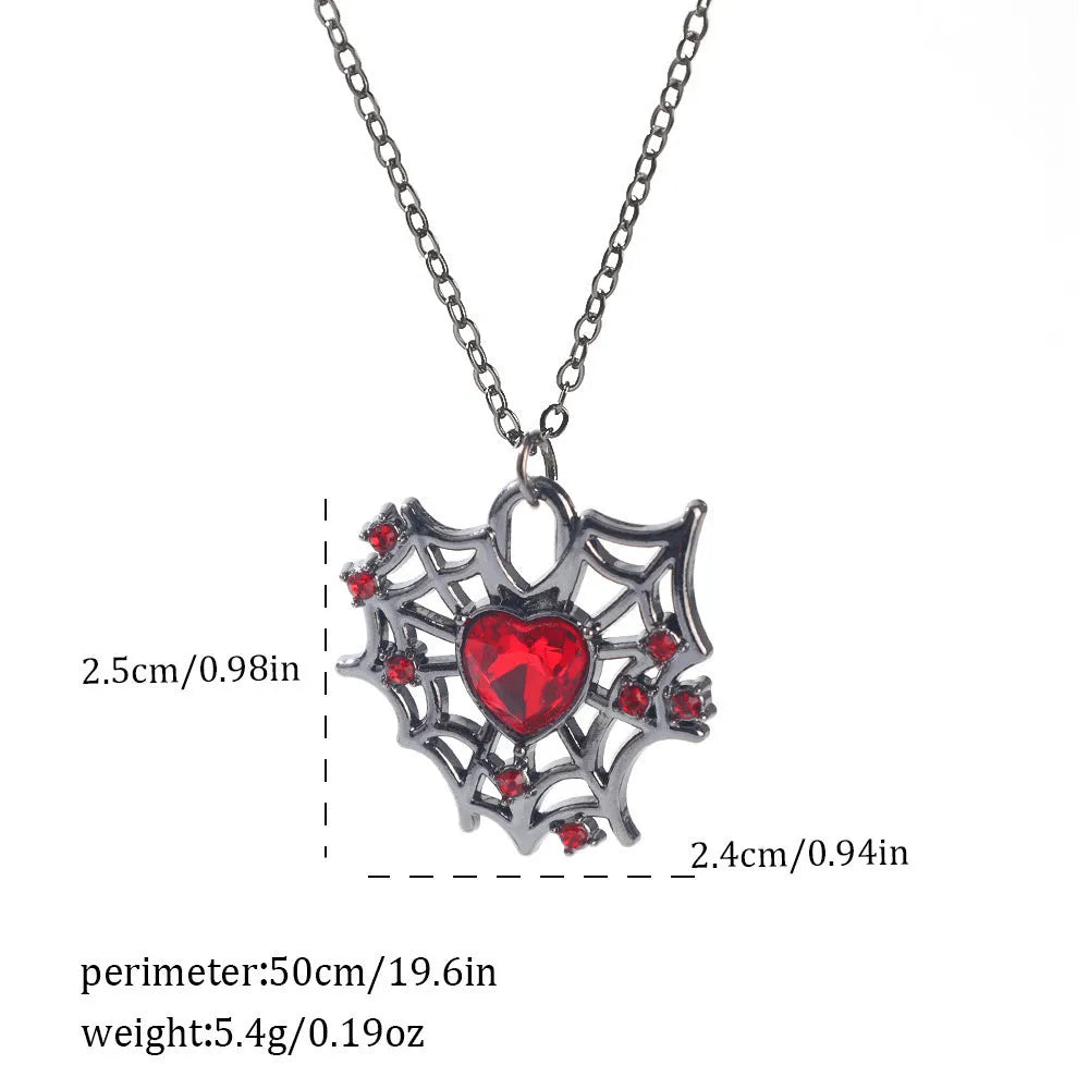 Dark style zinc alloy Halloween necklace with a spider or bat pendant on a regular chain.