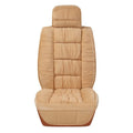 Plush winter car seat cushion cover in grey fitted on a car seat