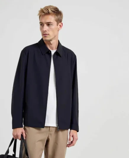 Men's summer business lapel jacket in navy blue, gray green, or creamy white