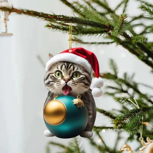 Christmas creative kitty car hanging ornament in acrylic material for vehicle interior decoration