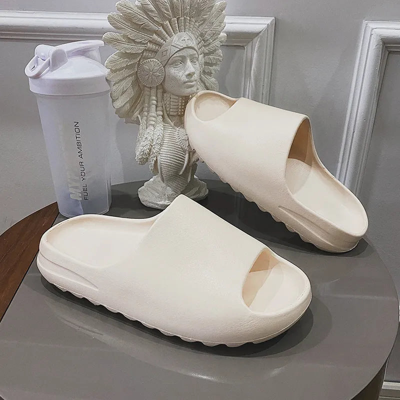 Women's beach slippers with thick EVA soles in youth fashion style, shown in available colours